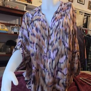 Torrid Harper Purple and Tan Patterned Blouse